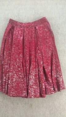 LuLaroe "Madison" red and silver pleated skirt XS